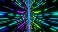 Colorful Neon light futuristic stream Data Communication flying into digital technologic animation 3D rendering