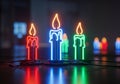 Colorful neon light sculptures in the Royalty Free Stock Photo