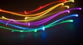 Colorful neon light trails flowing smoothly on a dark background Royalty Free Stock Photo