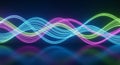 Dynamic Neon Light Waves Background with Reflection Royalty Free Stock Photo
