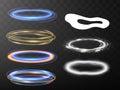 Colorful neon oval frames set. Glowing led lamp electric circles. Design element for your ad sign poster banner.