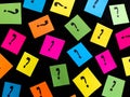 Colorful Neon Question Marks on Black Background Royalty Free Stock Photo