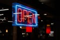 Colorful neon sign declaring the restaurant open. Royalty Free Stock Photo