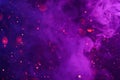Colorful neon smoke clouds and shiny glitter lights bokeh abstract cosmic background Royalty Free Stock Photo
