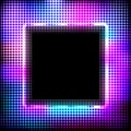 Colorful neon square frame on a dark background