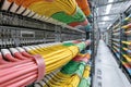Colorful network cables connected to server in a modern data center Royalty Free Stock Photo