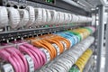 Colorful network cables connected to server in a modern data center are blinking showing data transfer Royalty Free Stock Photo