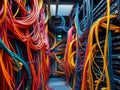 Colorful Network Cables in a Server Rack Data Center Infrastructure Royalty Free Stock Photo