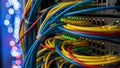 Colorful network cables in server rack Royalty Free Stock Photo