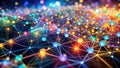 Colorful Network of Connected Nodes and Lines Data Visualization Royalty Free Stock Photo