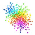 Colorful network graph visualizing interconnected data clusters in a vibrant, multi-layered layout Royalty Free Stock Photo