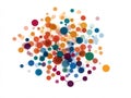 network of interconnected colorful circles of different sizes and shades on a white background, representing complex data. Royalty Free Stock Photo