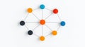 Colorful Network Nodes on White Surface Representing Connection and Collaboration Concepts Royalty Free Stock Photo