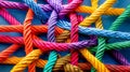 Colorful network rope integration concept for diverse team strength, unity, and empowerment. Royalty Free Stock Photo