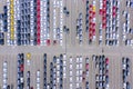 Colorful new cars parked at a factory for sale Royalty Free Stock Photo