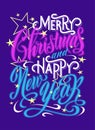 Colorful New Year poster. Lettering. Merry Christmas and Happy New Year greetings. Vector . Royalty Free Stock Photo