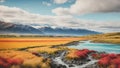 Colorful New Zealand Oil Painting Landscape Landscape Wallpaper Illustration Background Watercolor Ink