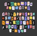 Colorful Newspaper alphabet. Hand made anonymous set. Vector Letters Royalty Free Stock Photo