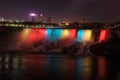 Colorful Niagara Falls at night Royalty Free Stock Photo