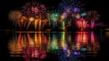 Colorful night fireworks.