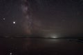 Milky way lake sky stars reflections night Royalty Free Stock Photo