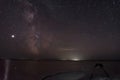 Milky way lake sky stars reflections night Royalty Free Stock Photo