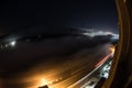 Colorful night landscape with lake, mountains, full moon, blue sky Khojasan Lake, Baku, Azerbaijan. Panoramic photo Royalty Free Stock Photo