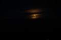 Colorful night landscape with lake, mountains, full moon, blue sky Khojasan Lake, Baku, Azerbaijan. Panoramic photo. Royalty Free Stock Photo