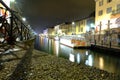 The colorful night life along the river in Milan