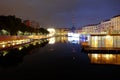 The colorful night life along the river in Milan
