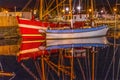 Night Sailboats Waterfront Reflection Inner Harbor Honfluer France Royalty Free Stock Photo