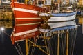 Night Sailboats Waterfront Reflection Inner Harbor Honfluer France Royalty Free Stock Photo