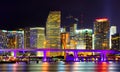 Colorful night view of city of Miami Florida Royalty Free Stock Photo