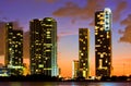 Colorful night view of city of Miami Florida Royalty Free Stock Photo