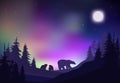 Colorful Night Winter Forest Landscape Template Royalty Free Stock Photo