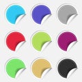 Colorful nine blank stickers set. Badge collection. Vector illustration. Royalty Free Stock Photo