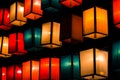 Colorful Northern Thai Style Lanna Lantern Rectangle Decoration