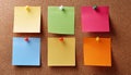 Colorful note papers. Post it notes on cork board Royalty Free Stock Photo