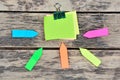 Colorful notes paper on a wooden desk