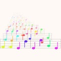 Colorful notes sheet music Royalty Free Stock Photo