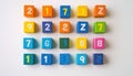 Colorful number blocks grid Royalty Free Stock Photo