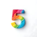 Colorful Number 5 with Liquid Texture Isolated on White Background Royalty Free Stock Photo