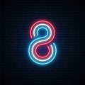 8 colorful number neon sign.