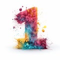 Colorful Number One On White Background Royalty Free Stock Photo