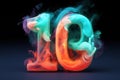 Colorful number ten with vibrant smoke on dark background. Symbol 10. Invitation for a tenth birthday party or business