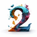 Colorful Number Two Sculpted With Flowing Forms And Hyperrealistic Illustrations