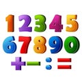 Colorful numbers and mathematical operations Royalty Free Stock Photo