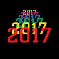 2017 colorful numbers of new year on black background