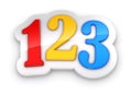 Colorful numbers 123 on white background