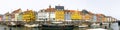 Colorful nyhavn harbor panorama in copenhagen